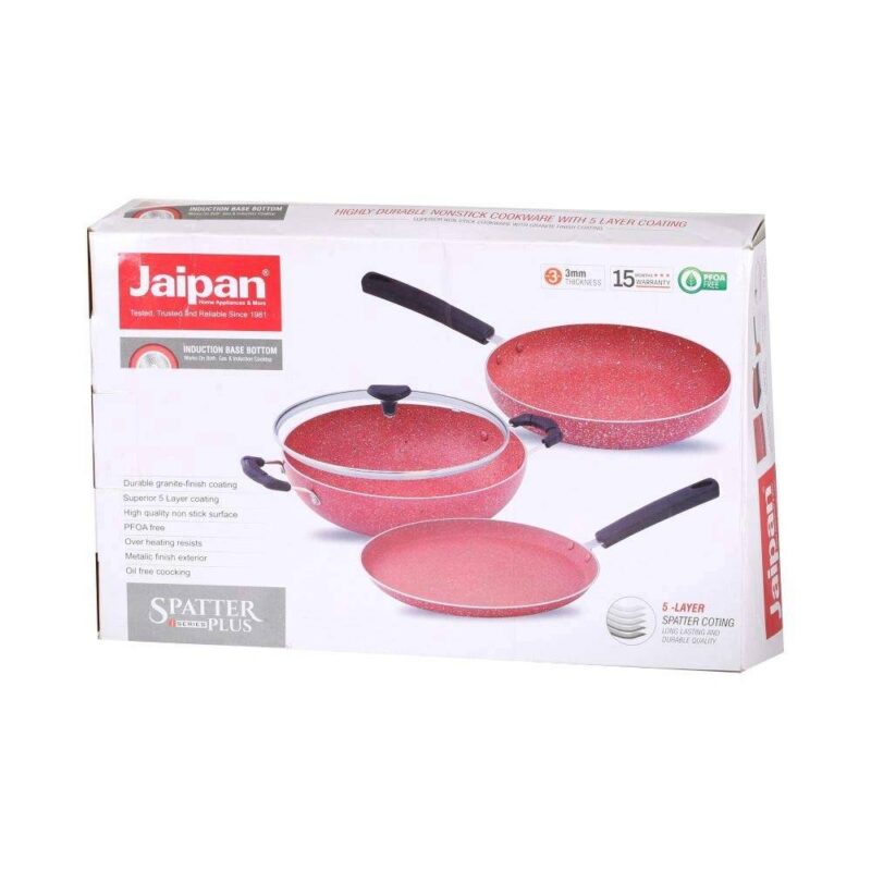 Jaipan Induction Base 3Pcs Non-Stick Gift Set (Pink) - Image 5