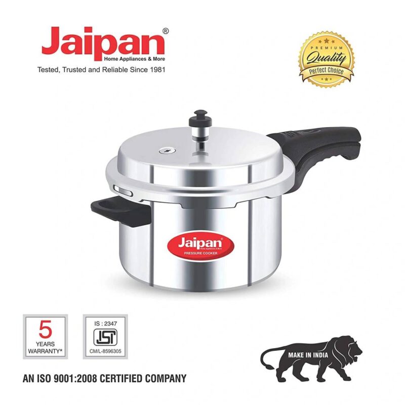 Jaipan Aluminium Star 5 Litres Pressure Cooker with Outer Lid,Silver - Image 4