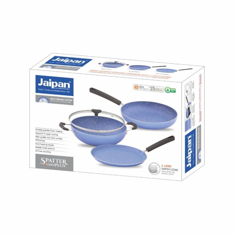 Jaipan Induction Base 3Pcs Nonstick Gift Set (Blue) - Image 6