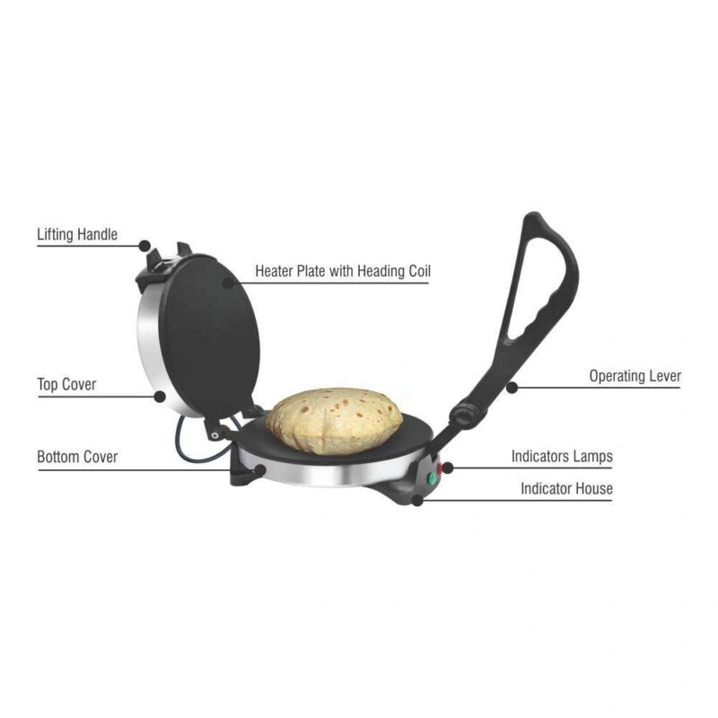 Jaipan JDRM-901 Jumbo Roti Maker (Black) (1000 Watt) - Image 4