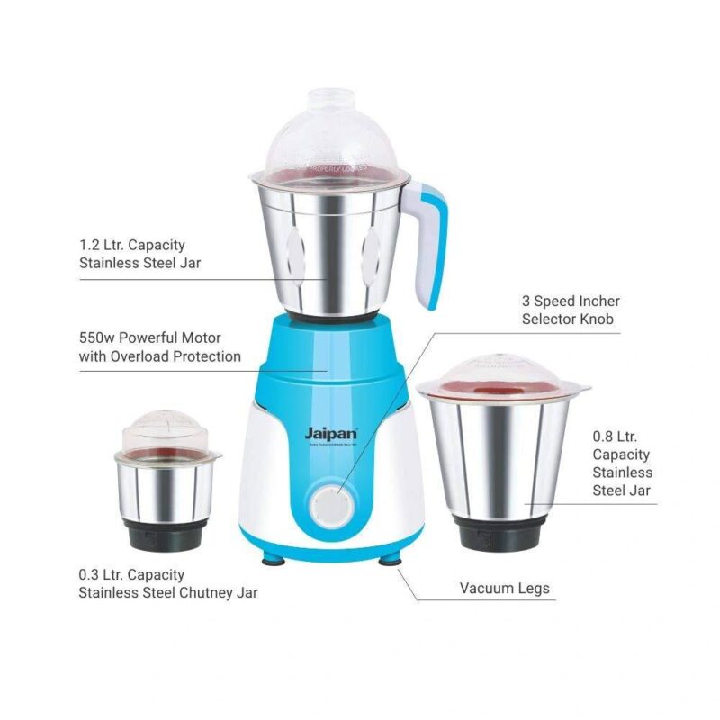 Jaipan Mega Star Mixer Grinder (Blue) (550 Watts) - Image 2