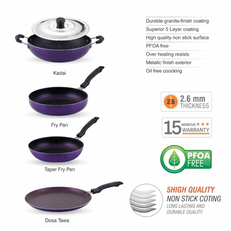 Jaipan Platinum Non-Stick 4pcs Gift Set (Purple) - Image 4